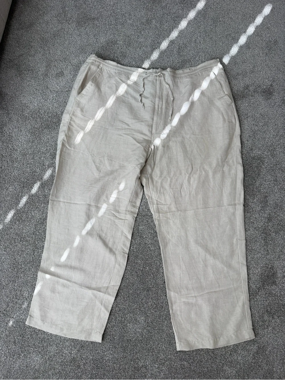 Men's Casual Linen Blend Pants in Light Khaki 3XB